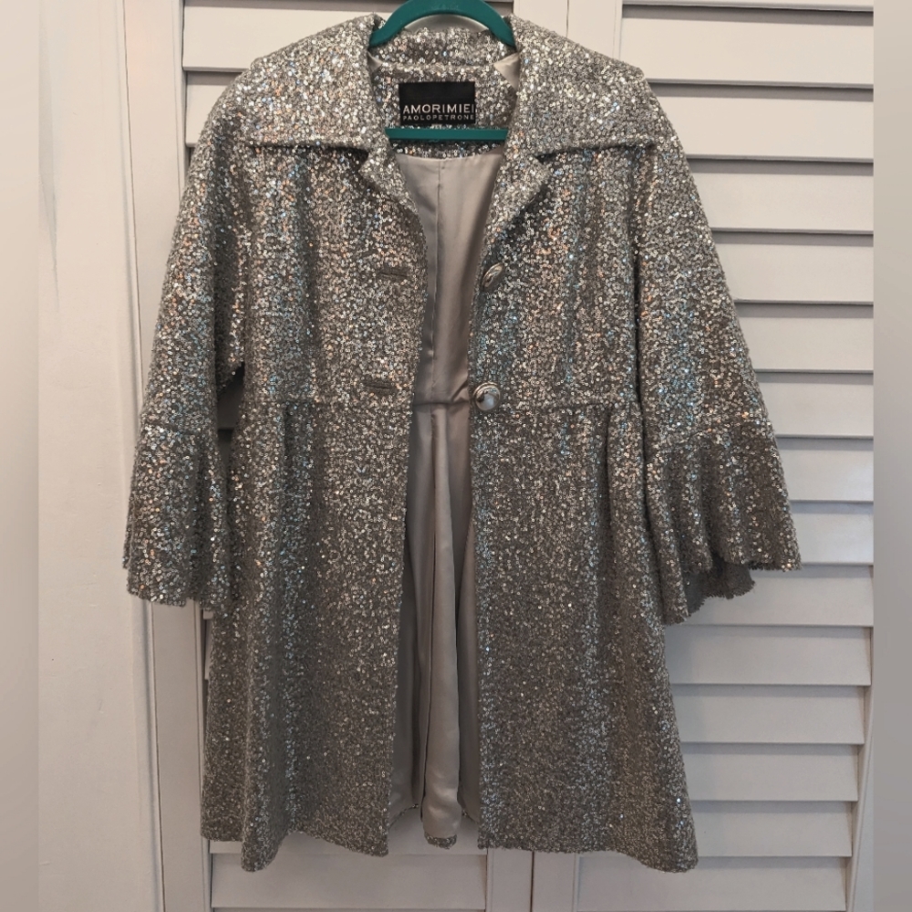 Silver sequins jacket, studio 54 style!